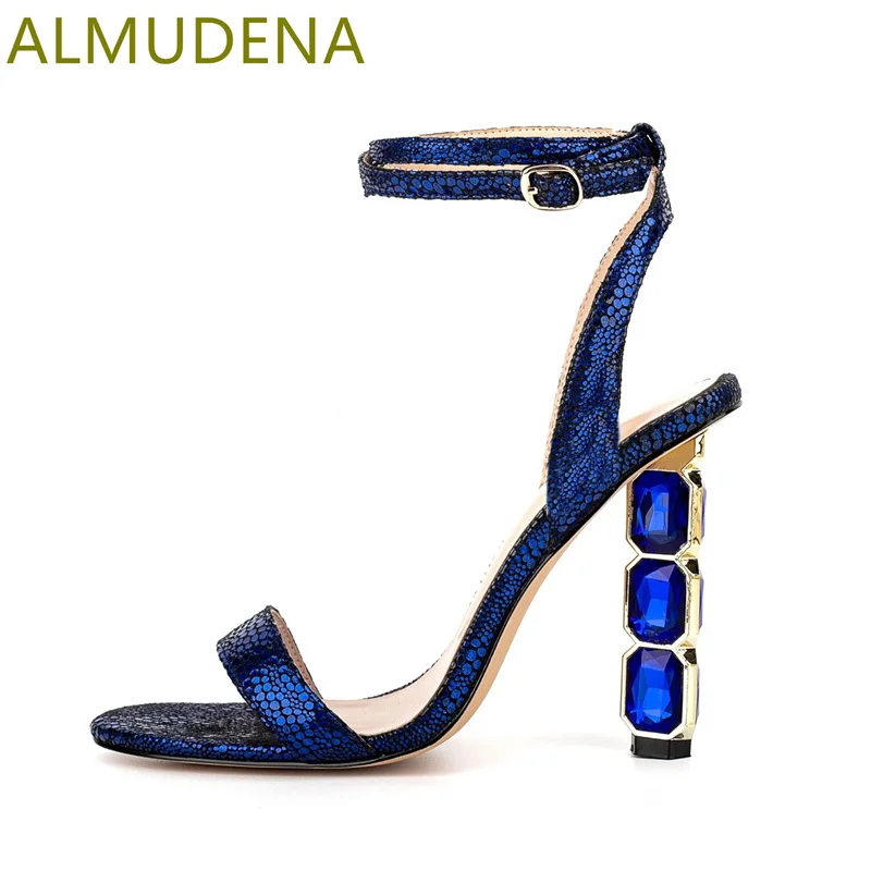 

Sequined Cloth Strange Style Heels Women Sandals Crystal Super High Heels Shoes Ankle Buckle Strap Fashion Party Dress Shoes