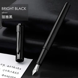 Black Forest Metal Fountain Pen - Titanium Black Extra Fine Nib with Tree Texture - F(0.5mm) (Glossy Black)