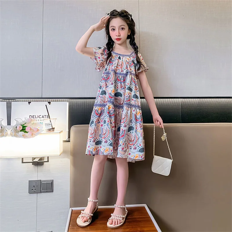 

Girl Dress Kids Party Birthday Evening Gown Cotton 2024 Sleeveless Spring Autumn Sport Teenagers Outwear Flower Girl Dress Child