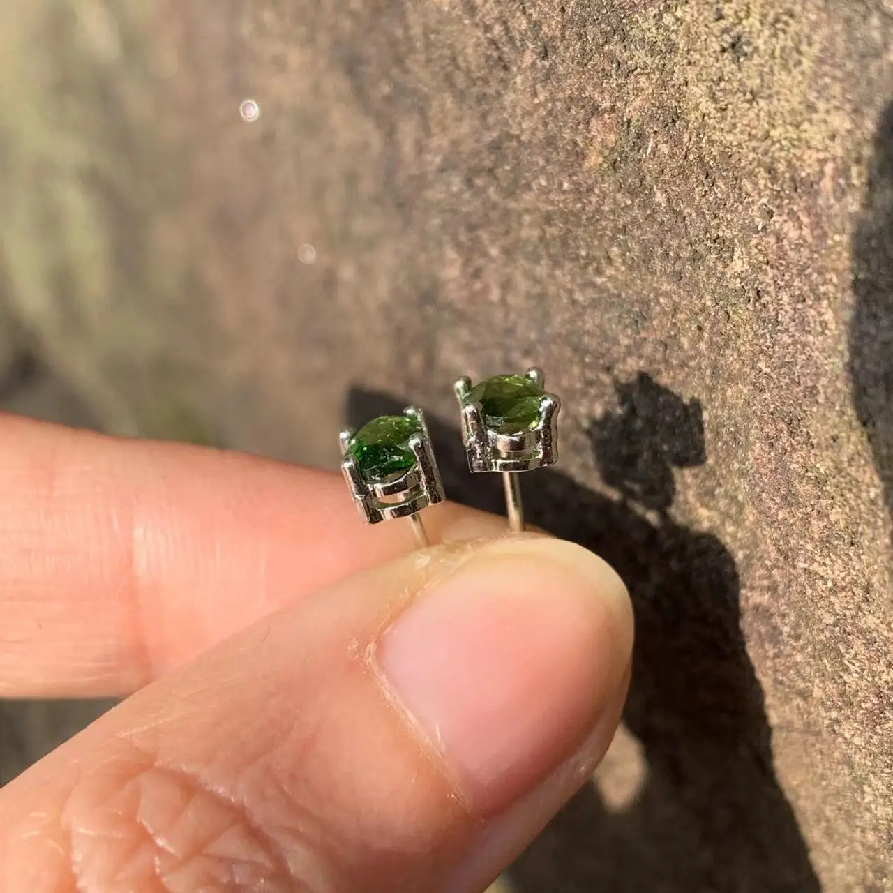 5*3MM Natural Diopside Stud Earrings For Women Real 925 Sterling Silver Vintage Femme Gift Prevent Allergy Fine Jewelry Stone
