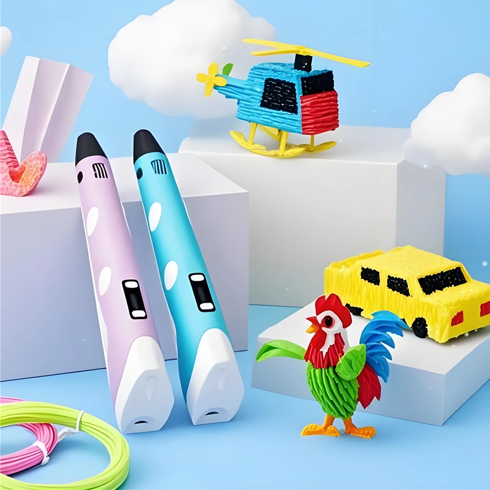 Children's 3D Pen 3D Drawing Printing Pen LCD Screen Power Adapter 40 Colors 200M PLA Filament Kids Boys Girls Birthday DIY Gift