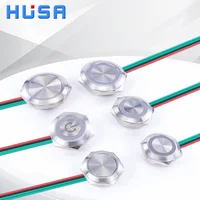 16/19/22/25/30mm With wires Short Stroke Waterproof Metal Push Button Switch 1NO Momentary Self Reset Led Light 12-24V/220V
