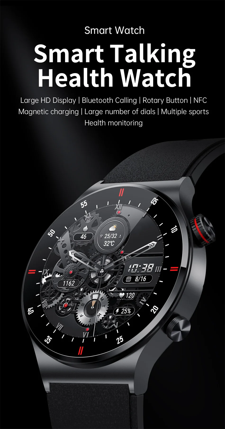 2023 New QW33 Bluetooth Call Smart Watch Men Waterproof Sports Fitness Tracker Smartwatch Large HD screen for huawei Xiaomi_voghion.com