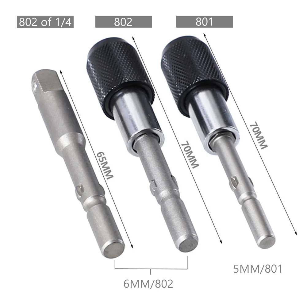 801/802 bis 1/4 Zoll feste Halterung elektrische Bohrmaschine Schraubendreher Verlängerungsstange Adapterhülse selbstsichernde Adapterstange Sockel Werkzeugteile – Detail 4