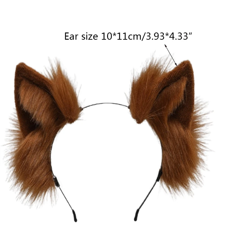 para orelhas de pele sintética de gato tiara cor sólida de pelúcia fofa cosplay aro de cabelo de animal 449B