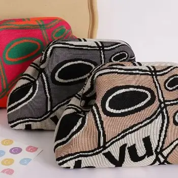 2026New High-end Pattern Clutch Bag Trendy Knitted Clip Bag Versatile Large Capacity Suitable for Storage Bags Love Knitted Hand 1