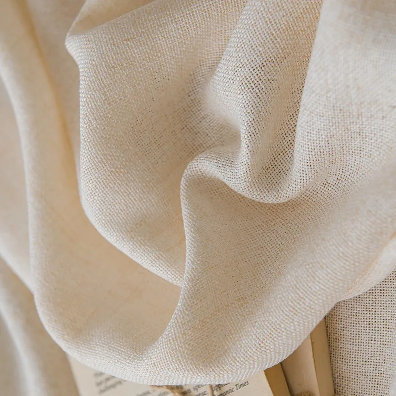 Japanese Linen Texture Sheer Tulle Curtains for Living Room Bedroom Kitchen Customiz Decor Transparent Voile Natural Wood Wind 3