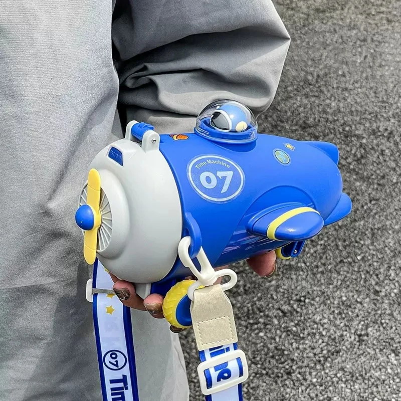 Plastic Water Bottle For Children Fun Airplane Creative Toy Straw Cup Safe Anti Fall Sports Diagonal span Gift water bottle sports water bottle sports bottle plastic water bottle