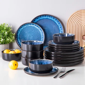 vancasso 18/24PCS Black Ceramic Plate Sets 1
