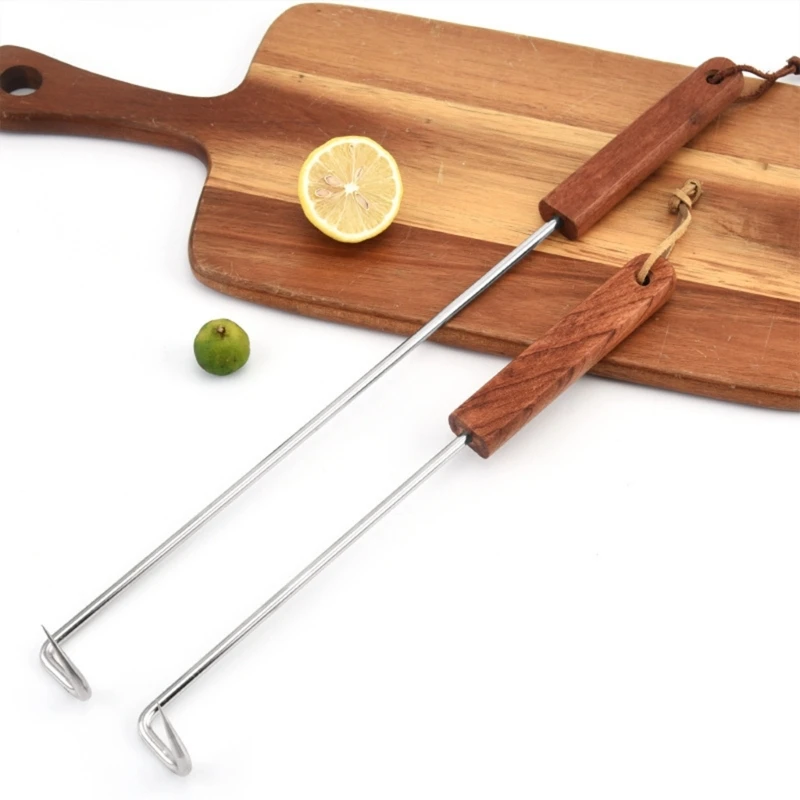 Sturdy Bacons Hook With Stainless Steel And Rosewood Materials Perfect For Traditional Festival Preparation B03E