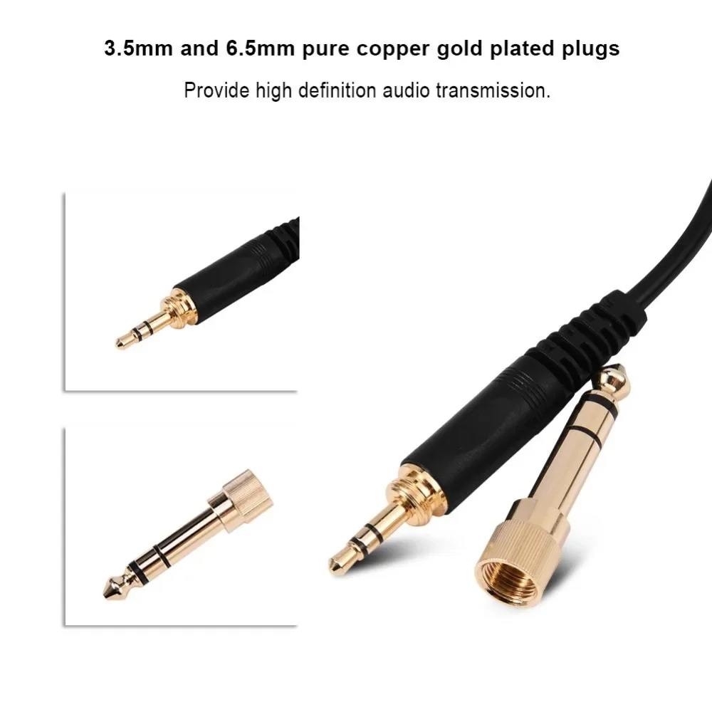 6.35mm Replacement Spring Coiled Cable Extension Cord for Sennheiser HD25 25-1 25-C 25-13 II SP 222 224 230 Headphones