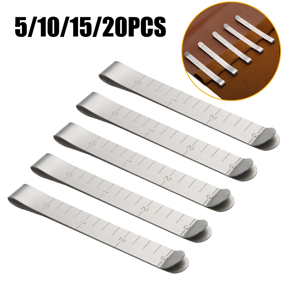 PSCCO 5pcs Stainless Steel Sewing Clips Hemming Clips Quilting Tool with Measurement Ruler DIY Sewing Accessories 
