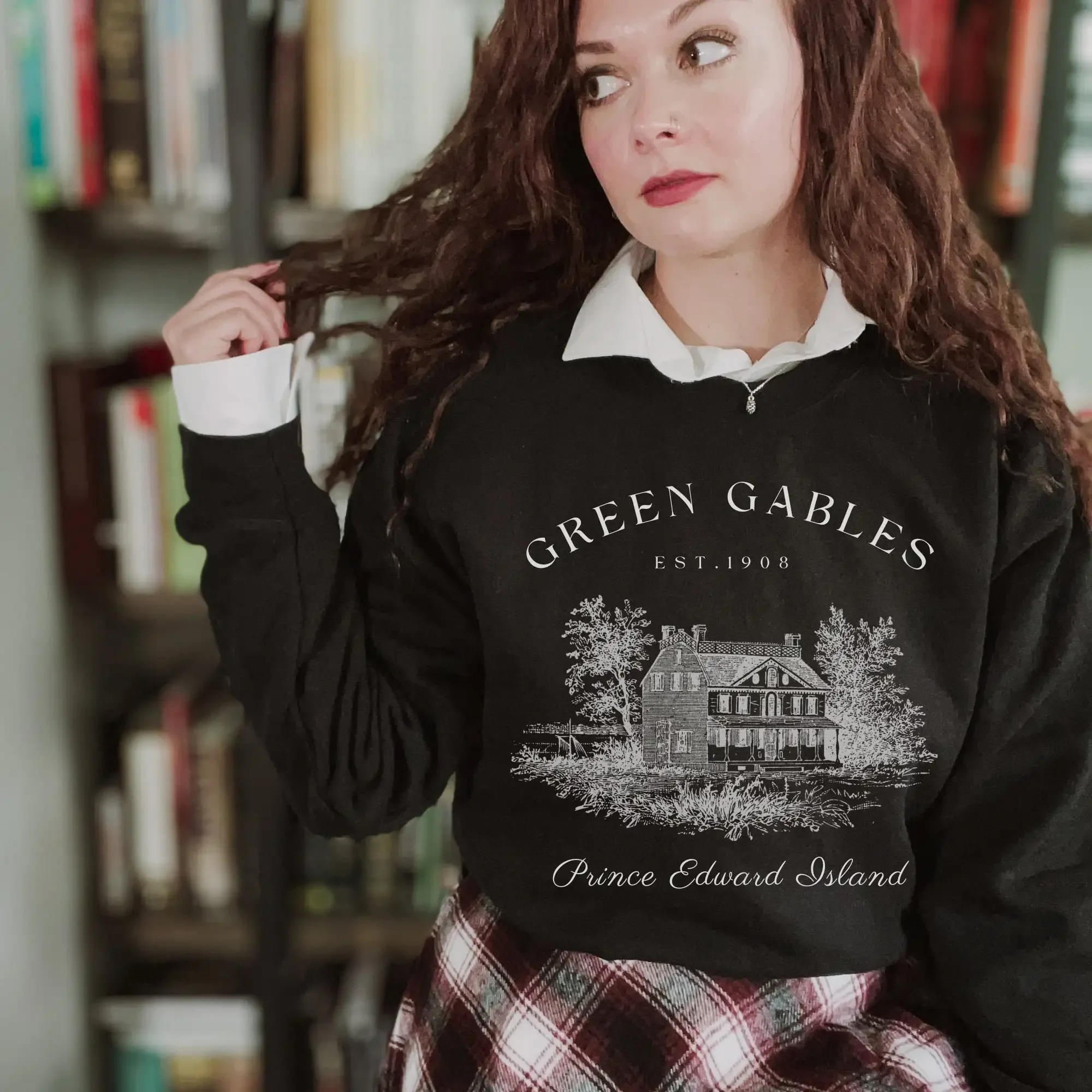 Women Fleece Y2K Top Retro Loose Sweatshirt Dark Academia Anne with an E Sweatshirt Anne of Green Gables Bookish Sweatshirt
