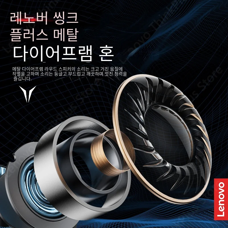 오리지널 레노버 GM6 블루투스 5.0 이어폰 무선 이어버드, 게임용 스마트 리모컨 헤드셋 마이크가 있는 저지연 헤드폰