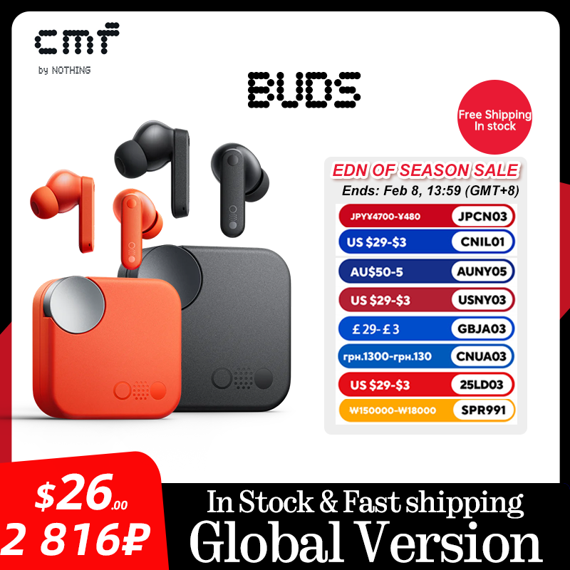 Global Verison CMF by Nothing Buds  with 42 dB ANC Active Noise Cancellation with Transparency Mode  IP54 Bluetooth 5.3