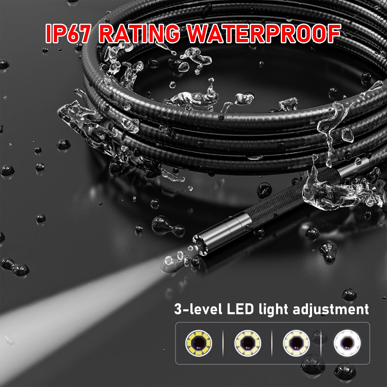 360 ° 회전식 자동차 내시경 6mm 렌즈, 6개 LED 조명이 있는 관절형 내시경, 자동차 엔진 검사용