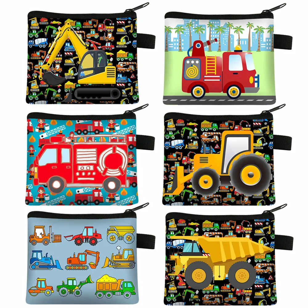 NEW Cartoon Coin Purse Keychain Zipper Pouch Kids Wallet Card Money Bags Coin Bag Cute Excavator Purses and Handbags Card Holder