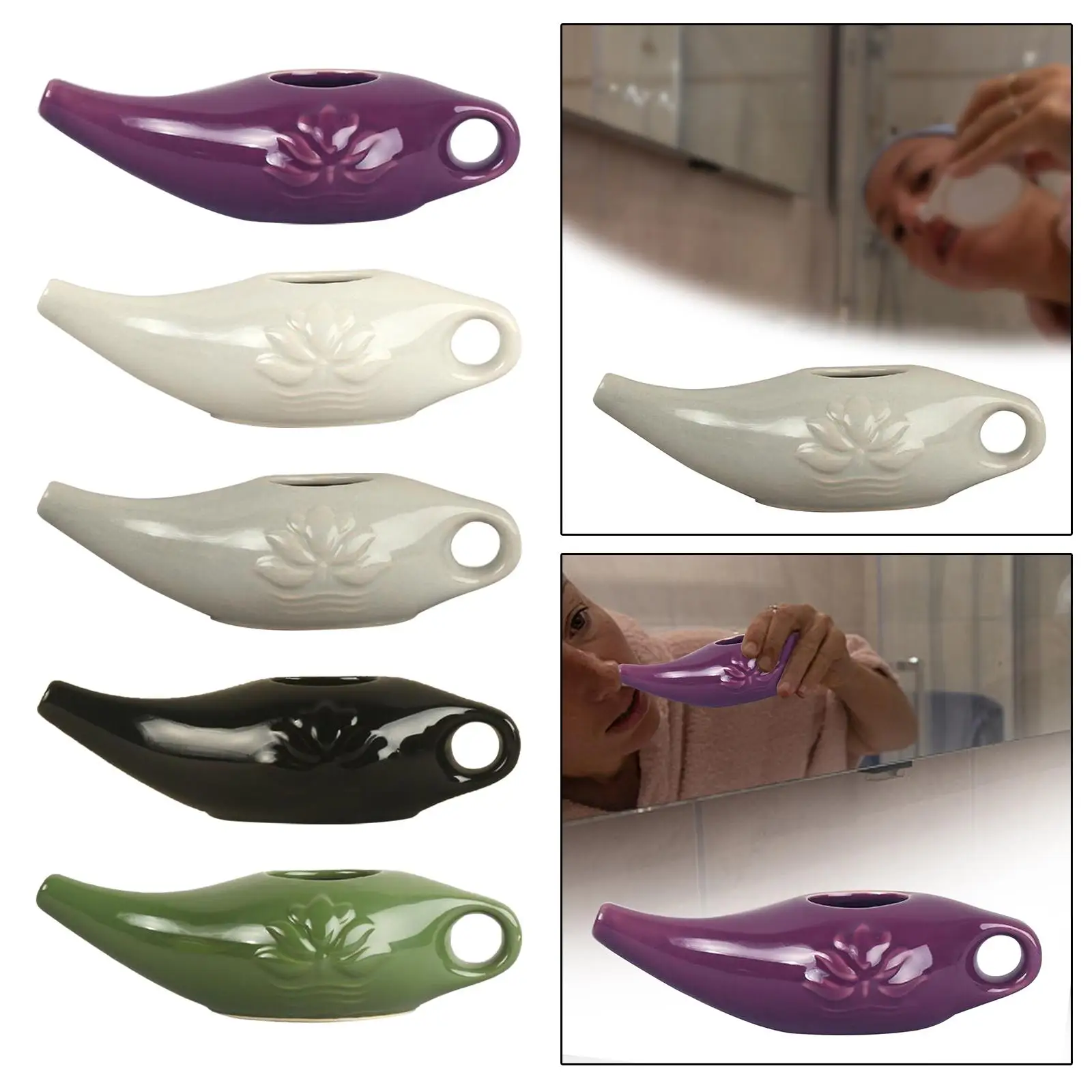 Ceramic Neti Pot Travel Portable Nasal Cleansing Pot Removes Dust Nasal Cleansing Nose Washing Rinsing Men and Women