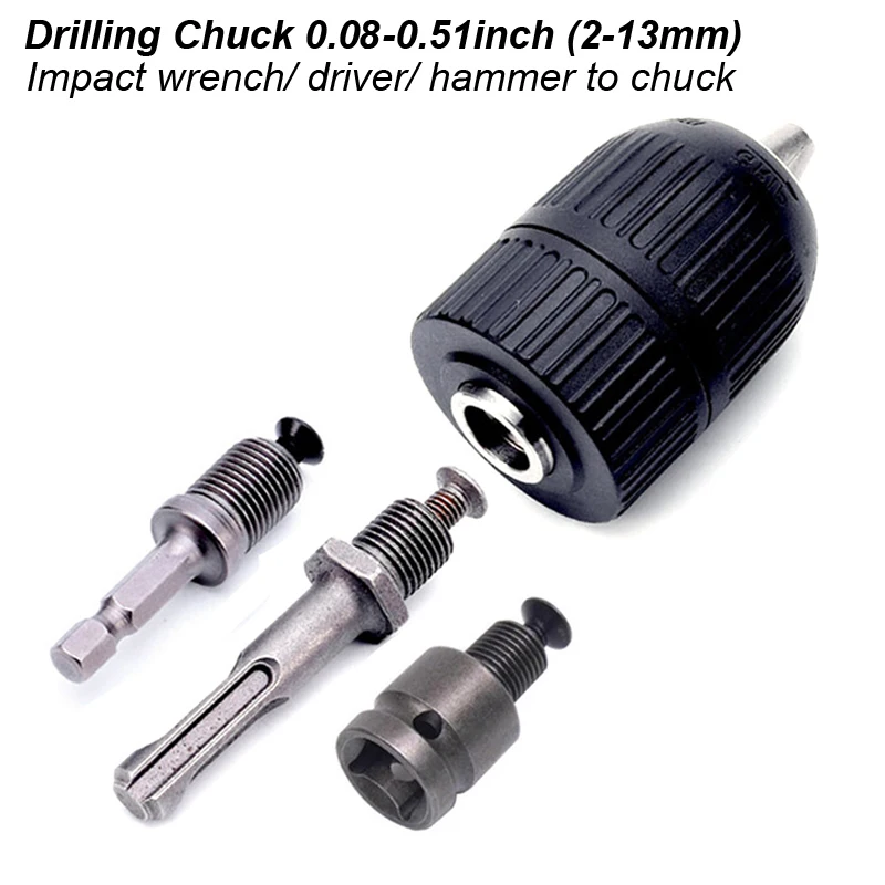 Quick Change Keyless Drill Chuck Adapter 1.5-13mm - Converts Impact Driver To Hold Standard Bits