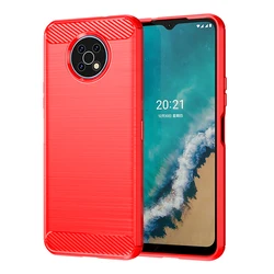 Carbon Fiber Textured Silicone Matte Back Cover Case for Moto G6 Plus (Red)