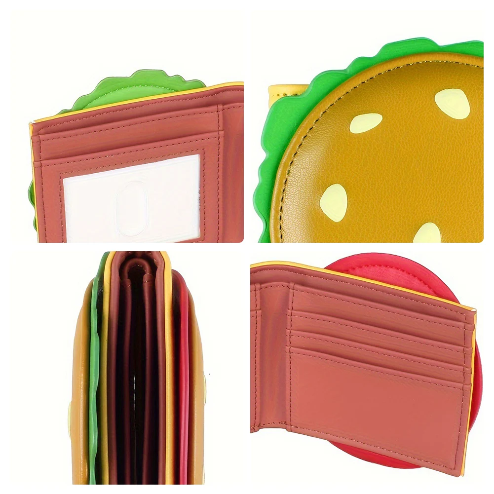 Burger Shaped Credit Card Holder RFID Blocking Bifold Wallet Small Wallet for Women Girls