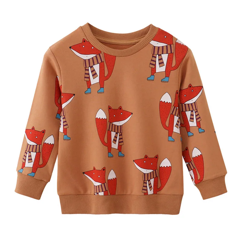 

Jumping Meters 2-7T Foxes Animals Print Boys Girls Sweatshirts Autumn Spring Kids Clothes Hot Selling Shirts Tops Baby