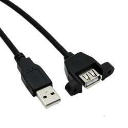 Premium USB 2.0 Extension Cable with Screw Panel Mount - Shielded and Durable - 0.5m (Black)