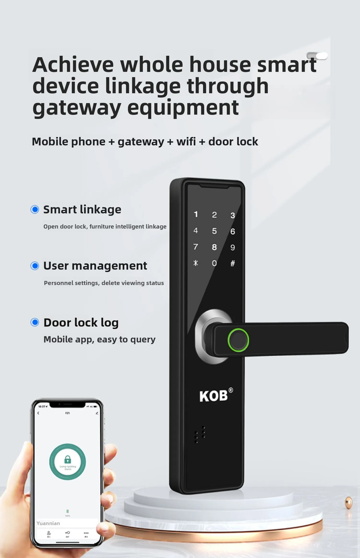 wooden door fingerprint lock household anti-theft door password lock apartment B