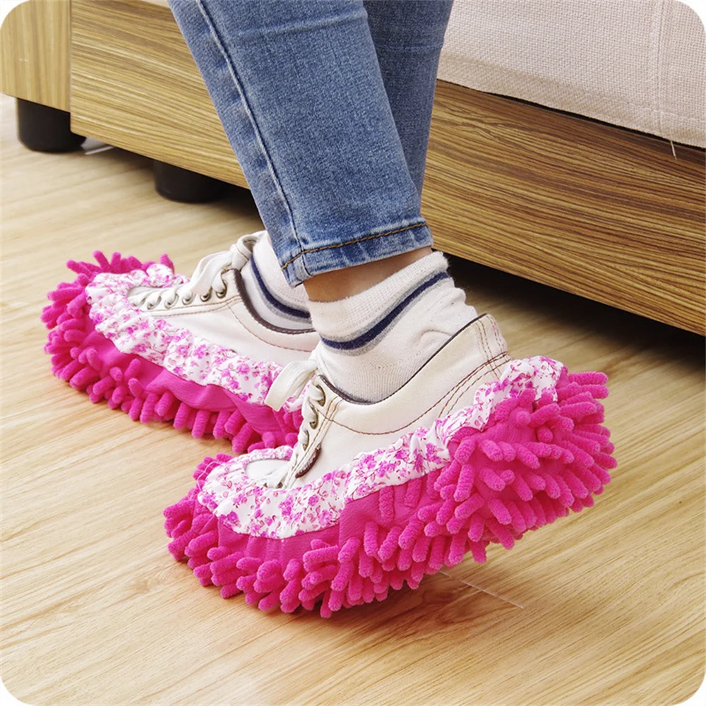 1~5PCS Chenille Dust Mop Slippers Home Floor Cleaning Lazy Mopping Shoes Water Uptake Foot Socks Mop Caps MultiFunction Cleaning 4
