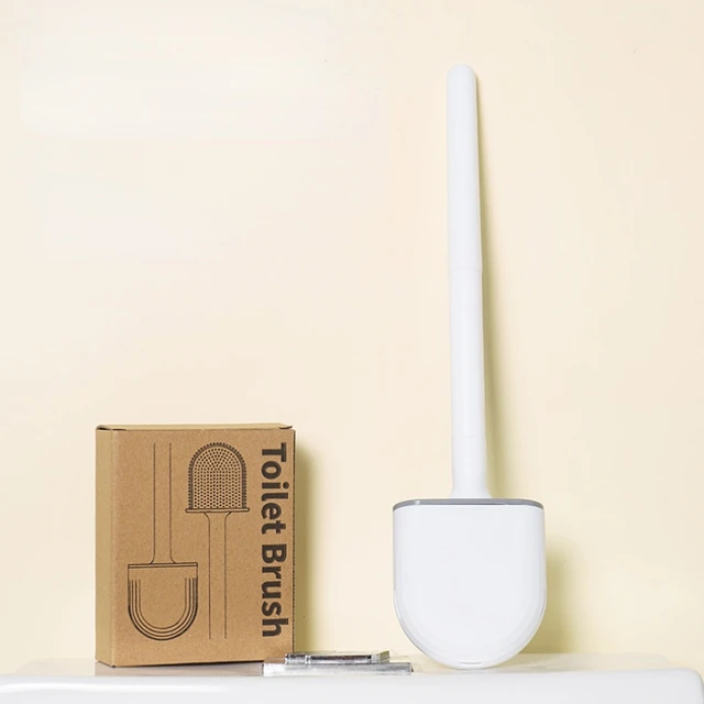 Leválasztható Vízszivárgással Bizonyított Wc -Kefe Alap Szilikon Lapos Fej Rugalmas Puha Sörték Kefe Gyors Szárítással, Könnyű Tisztítással - Image 2