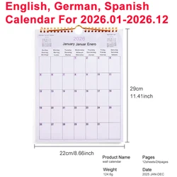 12 - Month Multilingual Wall Calendar: July 2025 - June 2026 (D)