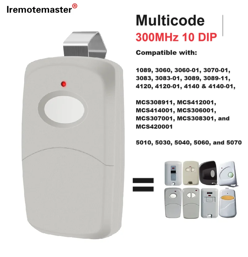 Replacement for Multicode 3089 Garage Gate Door Opener Remote Transmitter 308911,MCS308911,10 dip switch 300mhz,Grey 2
