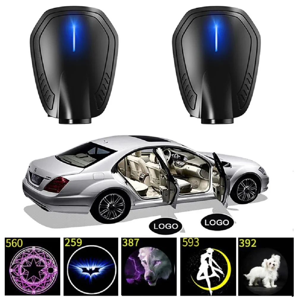Novelty Car Logo Door Welcome Light Rechargeable Led Cartoon Projector Lamp Atmosphere Projection Warning Car Decor Lighting 2x for mercedes benz amg e w213 led car door logo laser projector light emblem welcome ghost shadow warming lamp accessories