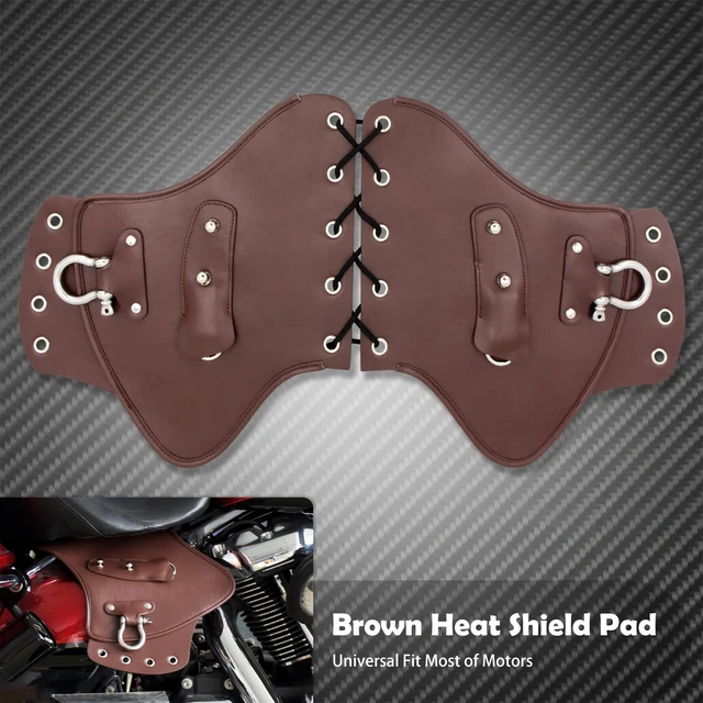 Universal Motorcycle Leather Saddle Heat Shield - PU Leather With Aluminum Insulation, Fits Harley, Honda, Yamaha & More