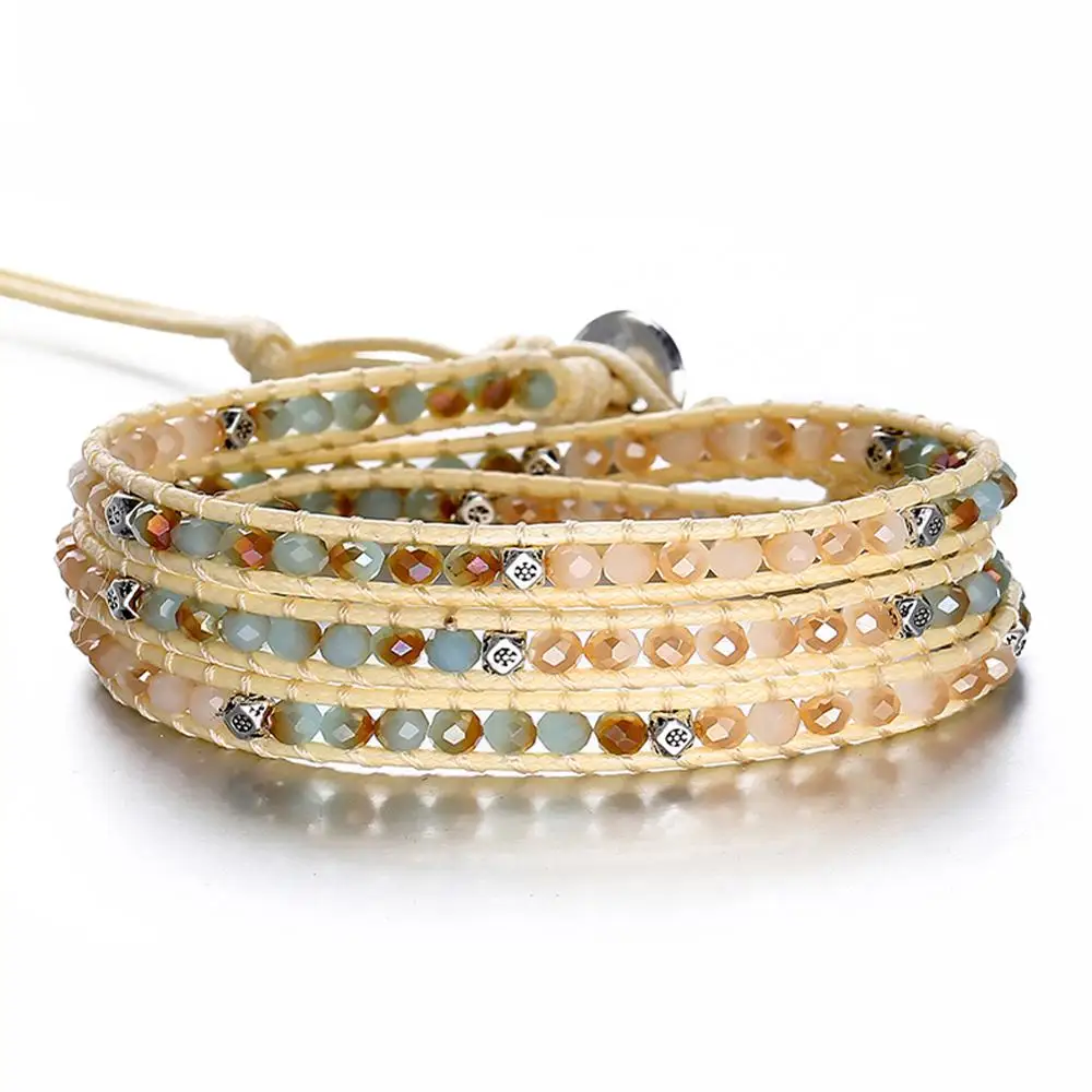 Boho Handmade Woven Stone Beads Bracelets Women Vintage Multi Layered Wrap Bracelet Armband Charm Bracelet Pulseras Mujer