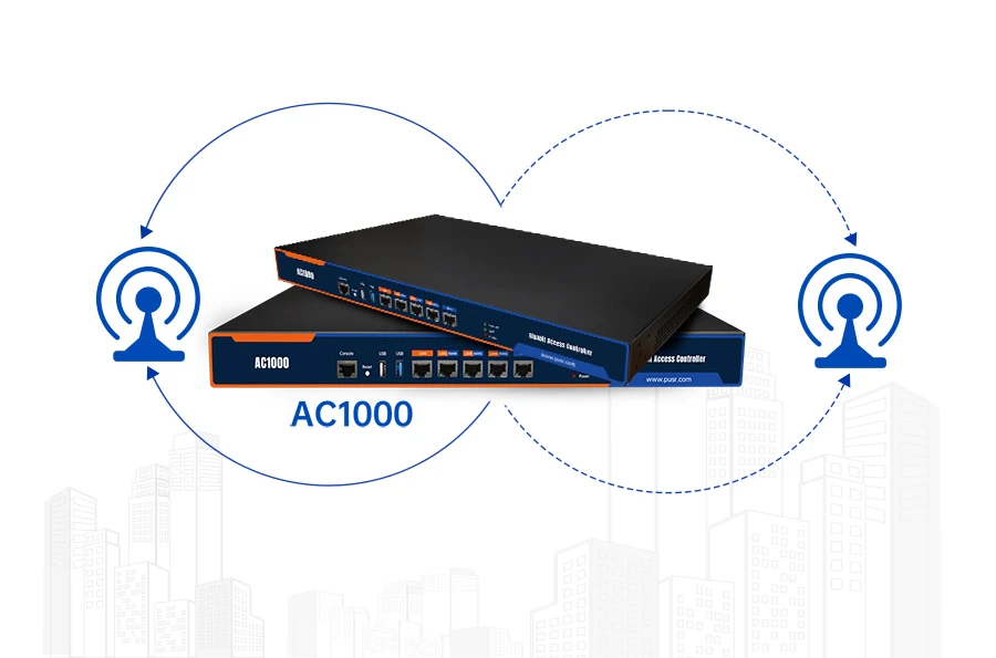 PUSR Commercial Wireless Access Controller Centralized Management AP 1U Rack Mount For 200PCS Wireless AP Gigabit Ports AC1000