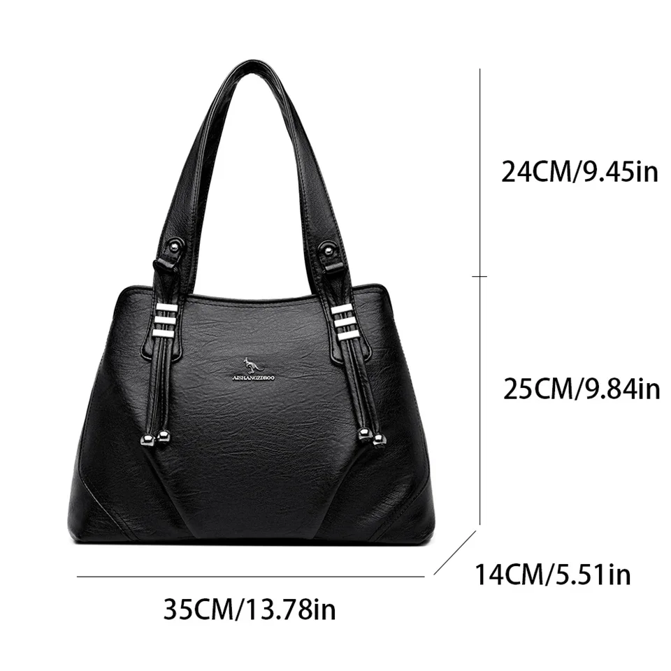 Shoulder Bag Leather Handbag Women Handbags 3 Layers Shoulder Crossbody
