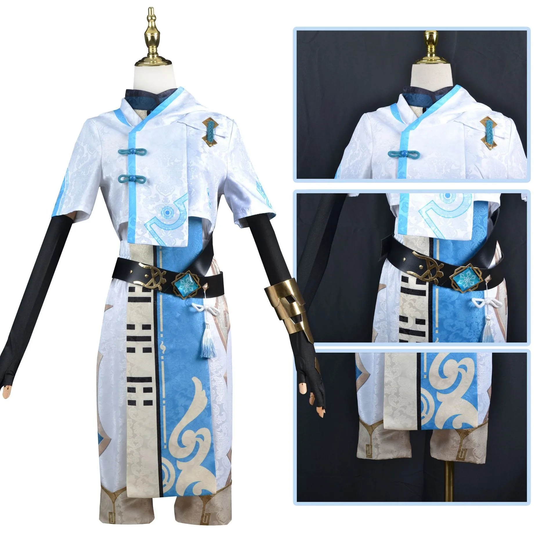 Genshin Impact: Chongyun | Blue Traditional Uniform Cosplay Costume Set 18 Genshin Impact Chongyun Traditional Uniform Cosplay Costume