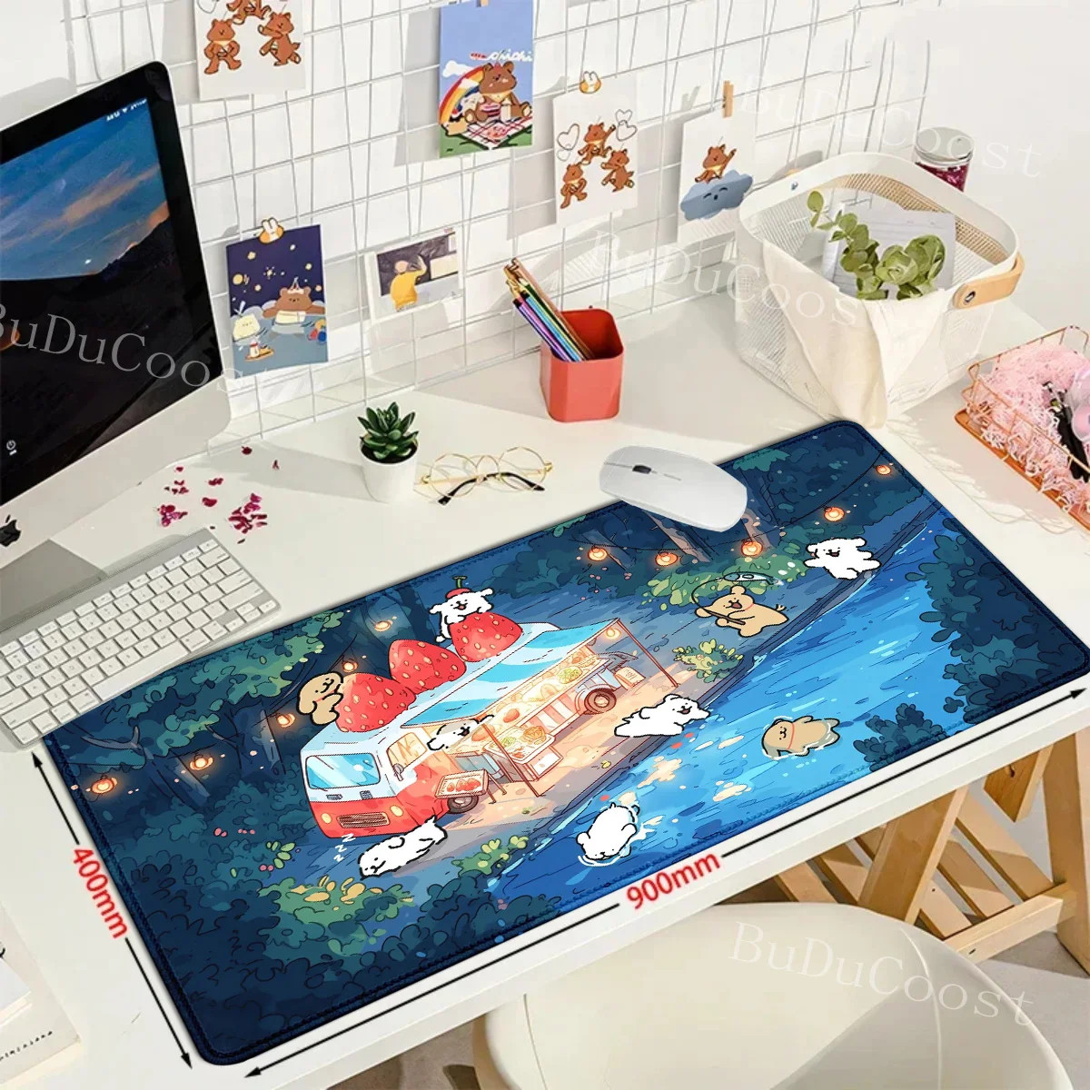 Korea Malteser Welpe niedlicher Hund Mauspad Computer PC Gaming Zubehör Schreibtischmatten Cartoon Linie Hund Malteser Laptop Gamer Mauspad