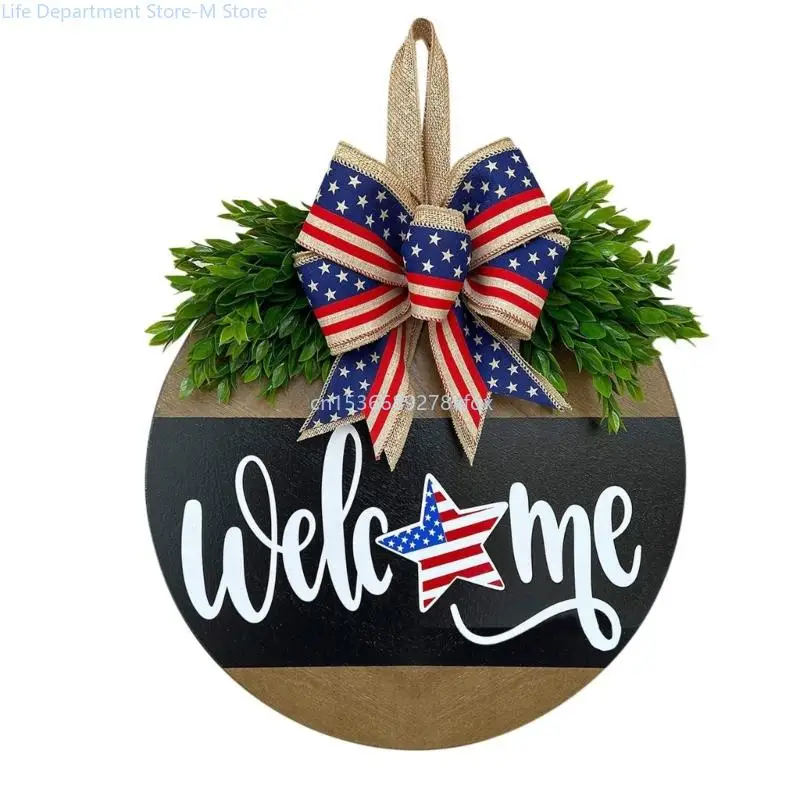 

Independence Day Bowknot Farmhouses Porch Spring Welcome Sign Welcome Sign Home Garden Decorations Easy to Use
