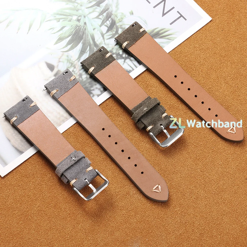 Soft Suede Calfskin Quick Release Watch Strap - Business Bracelet
