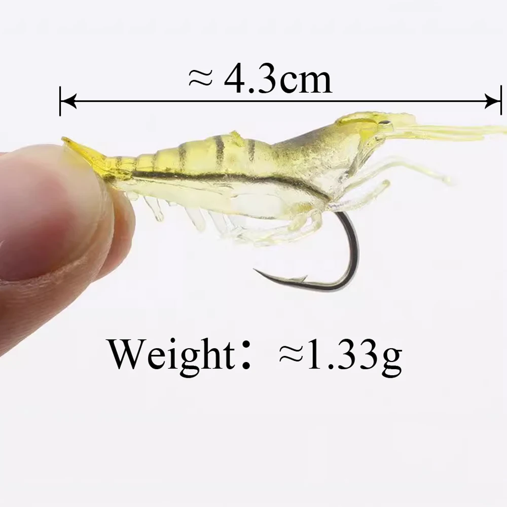 7-Pack Glow Shrimp Fishing Lures - Soft Silicone, 3.1 Inch, Luminous For Night Fishing - View #8