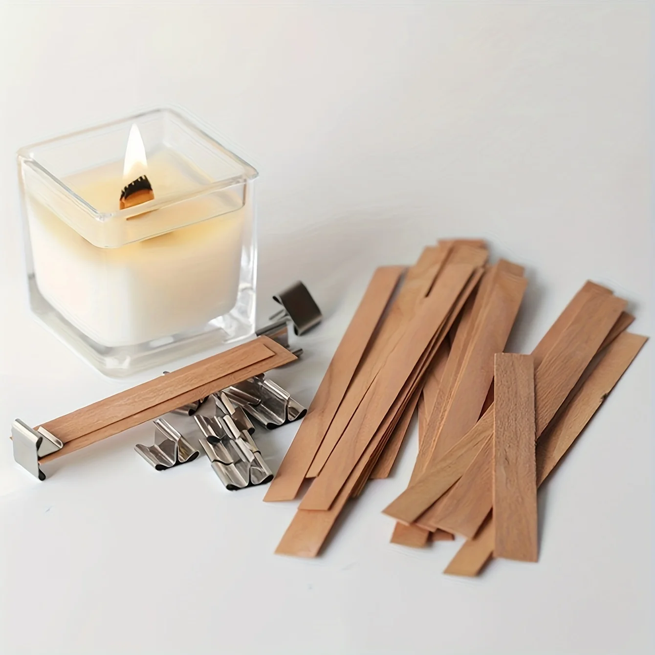Wooden Candle Wicks with Metal Base For Handmade DIY
