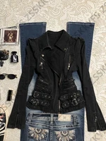 Veste d'hiver pour Moto et motard, Polo, vêtements Vintage des années 90, Cowboy, manches longues, capuche, fermeture éclair, Punk, gothique, pour fille 3