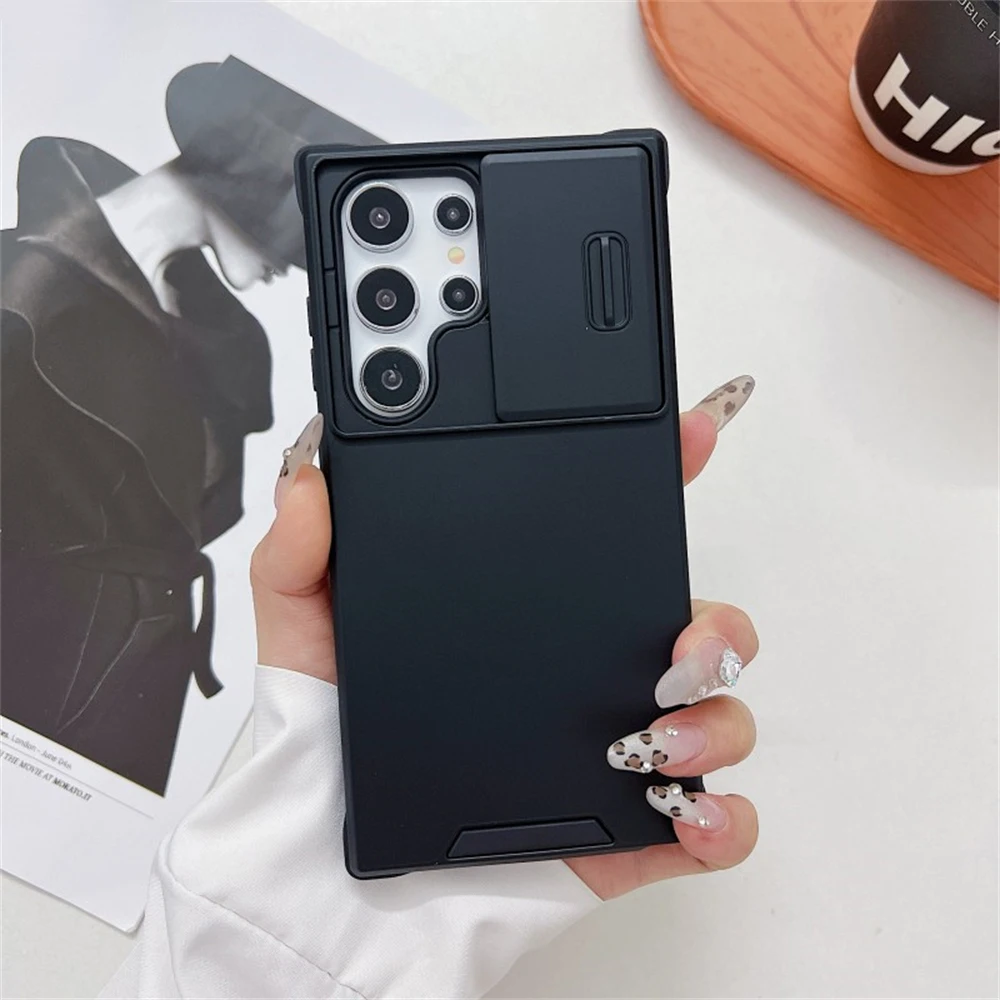 Matte Slide Window Shockproof Phone Case with Camera Protection & Solid Bumper Design
