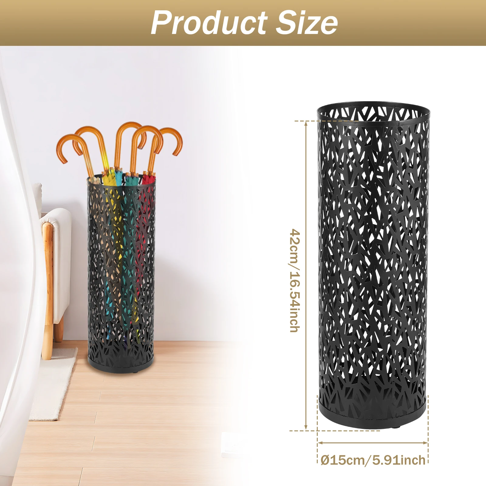 Umbrella Holder Umbrella Stand Rack Free Standing Round Metal Holder Walking Sticks Waterproof Storage