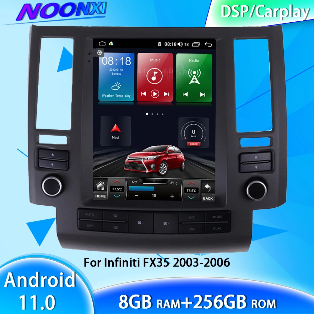 

8G+256GB For Infiniti FX35 03-06 Android 11 WIFI Car Radio Tesla Style Multimedia Player Bluetooth GPS Navigation Carplay 2 DIN