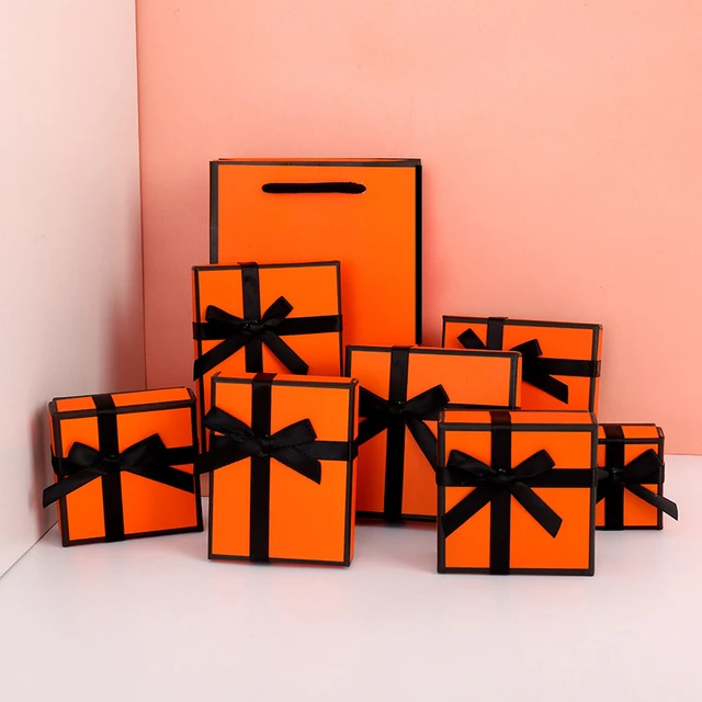 Gift Box Earrings Necklace Bracelet Container Jewelry Packaging Jewelry  Holder Orange White Bowknot Jewelry Box Bow