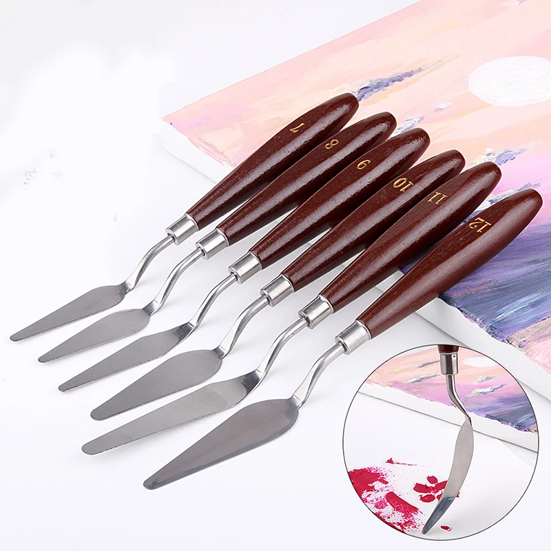18pcs 스테인레스 스틸 유화 칼 아티스트 공예 스패출라 팔레트 믹싱 나이프 스크레이퍼 아트 아크릴 구아슈 드로잉 도구