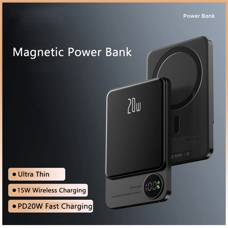 

10000mAh Wireless Magnetic Power Bank 22.5W Fast Charging External Battery Charger for iPhone 14 Samsung Portable Powerbank